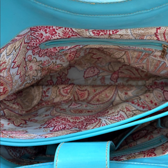 Maxx New York Turquoise Tote Bag with Circular Handle - Picture 6 of 8